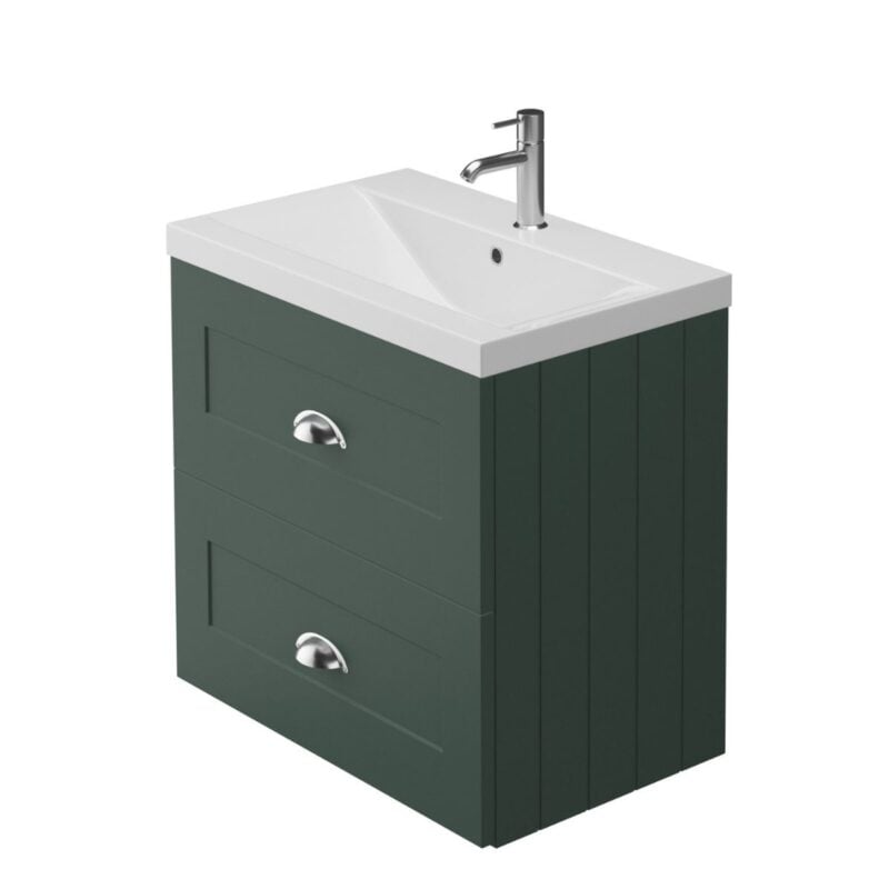 Clarity Boston Green 600mm Wall Hung Unit & Washbasin
