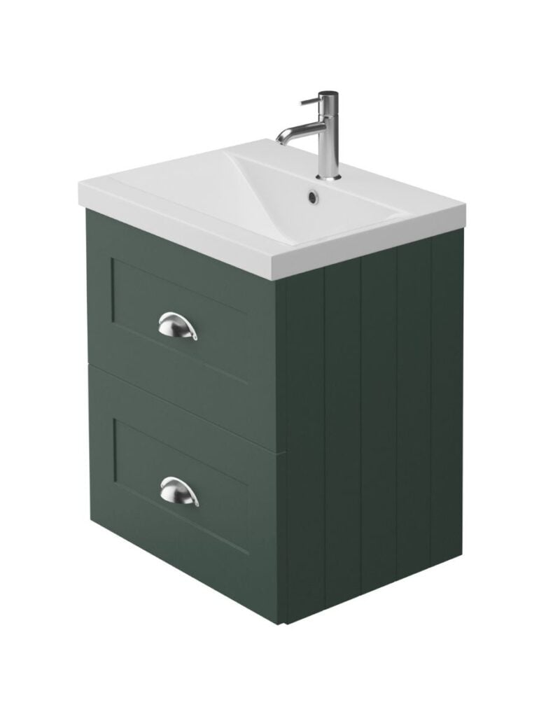 Clarity Boston Green 500mm Wall Hung Unit & Washbasin
